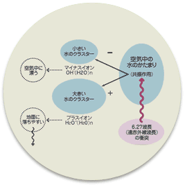 マイナスイオンとプラスイオンの作用